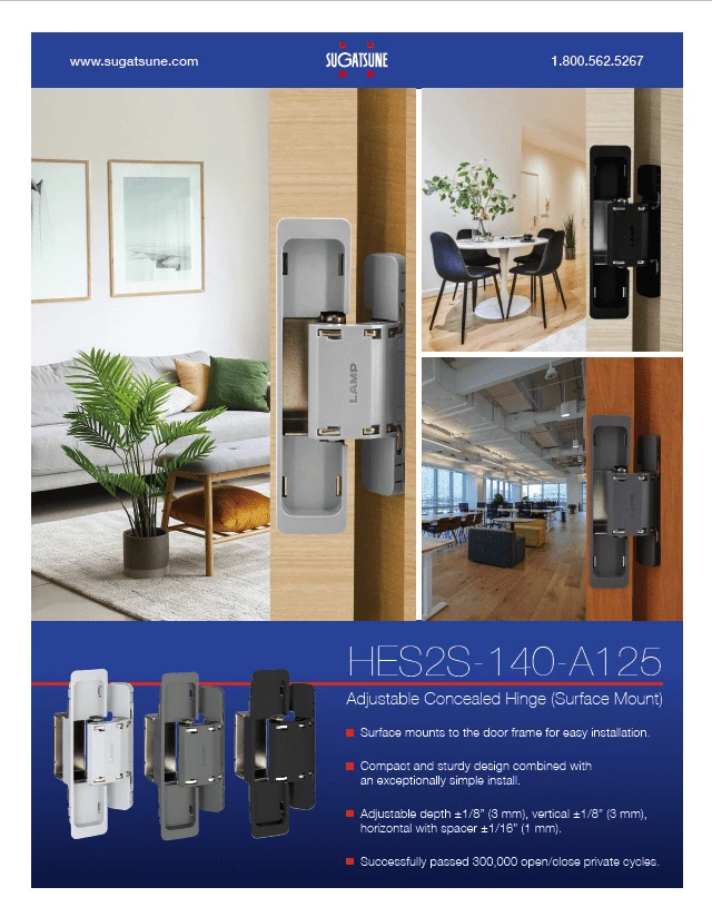 HES2S Adjustable Concealed Hinge (Surface Mount)